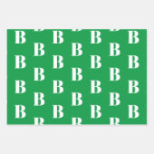 Aanpassen met Initiaal monogram Letter groen wit Inpakpapier Vel (Voorkant 2)
