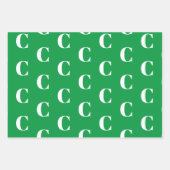 Aanpassen met Initiaal monogram Letter groen wit Inpakpapier Vel (Voorkant 3)