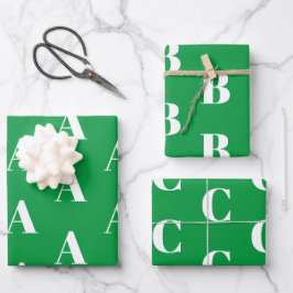 Aanpassen met Initiaal monogram Letter groen wit Inpakpapier Vel