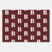Aanpassen met Initiaal monogram Letter-Oxblood-wij Inpakpapier Vel (Voorkant 2)