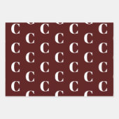 Aanpassen met Initiaal monogram Letter-Oxblood-wij Inpakpapier Vel (Voorkant 3)