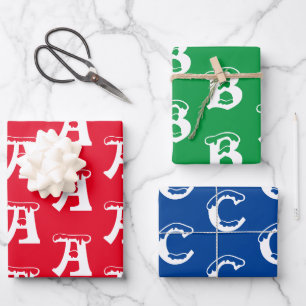 Aanpassen met Initiaal monogram Letter rood blauw  Inpakpapier Vel