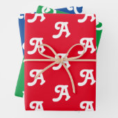 Aanpassen met Initiaal monogram Letter rood blauw  Inpakpapier Vel (In situ)