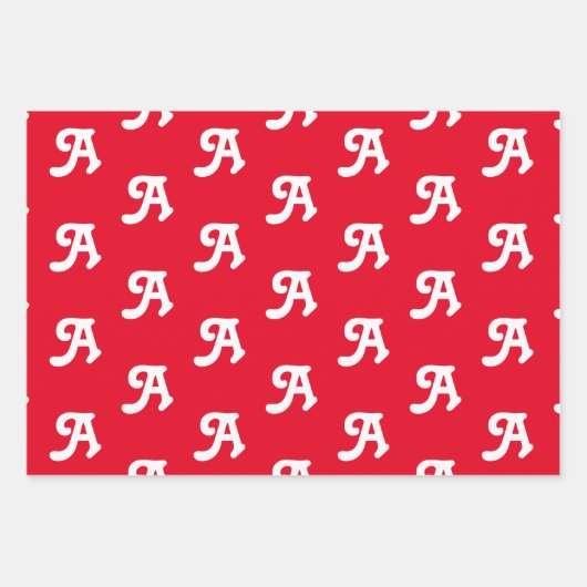 Aanpassen met Initiaal monogram Letter rood blauw  Inpakpapier Vel (Voorkant)