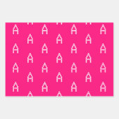 Aanpassen met Initiaal monogram Letter roze fuchsi Inpakpapier Vel (Voorkant)