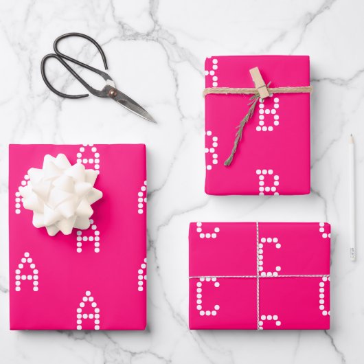 Aanpassen met Initiaal monogram Letter roze fuchsi Inpakpapier Vel (Voorkant)