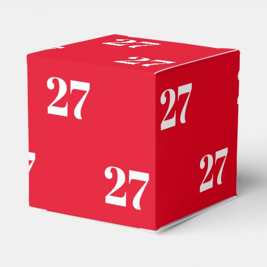 Aanpassen met Initiaal, White Letter Number red gi Bedankdoosjes (Achterkant)