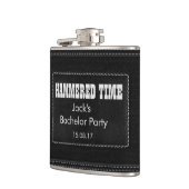 Aanpassen met jouw tekst - zwart leder heupfles (Links)