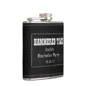 Aanpassen met jouw tekst - zwart leder heupfles (Rechts)