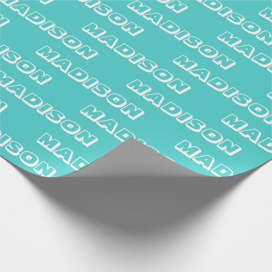 Aanpassen met Naam, Tekst, Birthday Gift turquoise Cadeaupapier (Hoek)
