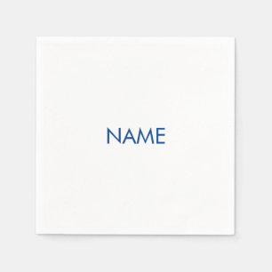 Aanpassen met naam, tekst minimalistisch blauw wit servet