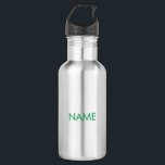 Aanpassen met naam, tekst minimalistisch groen waterfles<br><div class="desc">Aanpassen met naam,  tekst minimalistisch groen roestvrij stalen flesje</div>