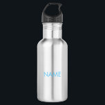 Aanpassen met naam, tekst minimalistisch lichtblau waterfles<br><div class="desc">Aanpassen met naam,  tekst minimalistisch lichtblauw roestvrij stalen waterflesje</div>
