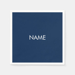 Aanpassen met naam, tekst minimalistisch marinewit servet