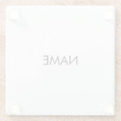 Aanpassen met naam, tekst minimalistisch zwart wit glazen onderzetter (Achterkant)
