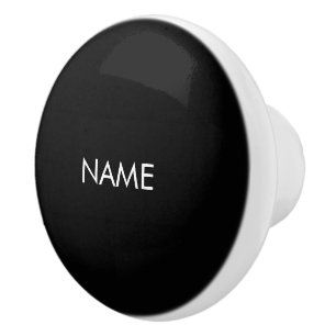 Aanpassen met naam, tekst minimalistisch zwart wit keramische knop