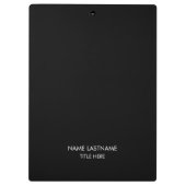 Aanpassen met naam, tekst minimalistisch zwart wit klembord (Achterkant)