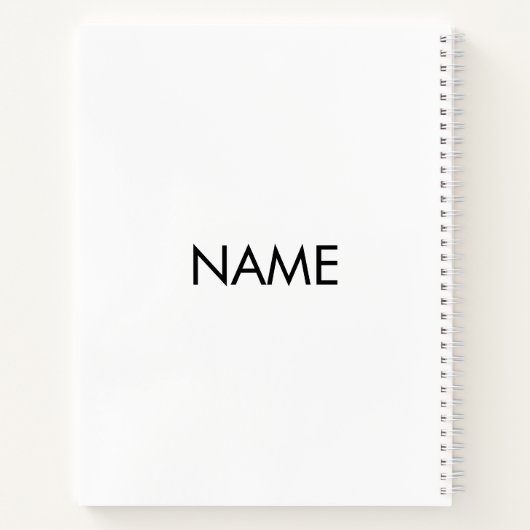 Aanpassen met naam, tekst minimalistisch zwart wit notitieboek (Achterkant)