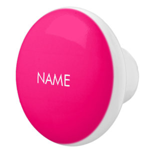 Aanpassen met naam, tekst minimalistische fuchsie keramische knop