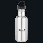 Aanpassen met naam, tekst minimalistische zwarte l waterfles<br><div class="desc">Aanpassen met naam,  tekstminimalistische zwarte letters roestvrij stalen flesje</div>