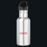 Aanpassen met naam, tekstminimalistisch rood waterfles<br><div class="desc">Aanpassen met naam,  tekst minimalistisch rood roestvrij stalen flesje</div>