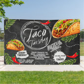 Aanpassen Mexicaanse Restaurant Taco dinsdag Graph Spandoek (Buitenkant)