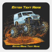Aanpassen modder Bogging 4 x 4 off road voertuig Vierkante Sticker (Voorkant)