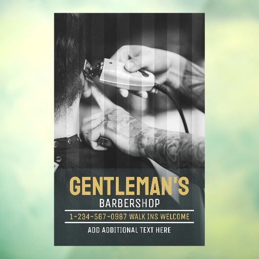 Aanpassen Moderne Barbershop zwart-witte sierstrip Raamsticker (Vel 3)