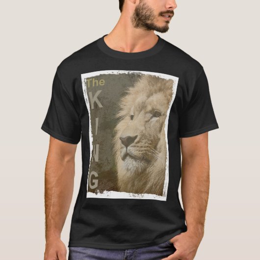 Aanpassen Moderne elegante Pop Art Lion Head Black T-shirt (Voorkant)