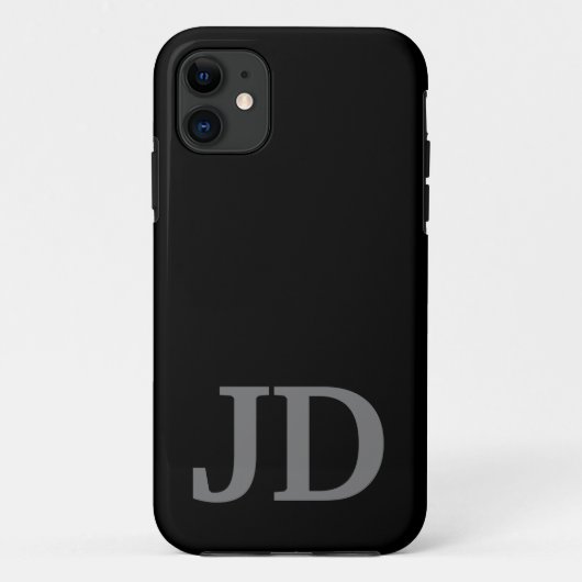 Aanpassen Moderne zwarte monogram naam Case-Mate iPhone Case (Achterkant)