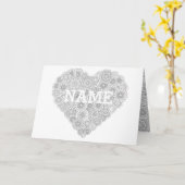 Aanpassen Moederdag Heart Kaart: Adult Coloring Kaart (Gele Bloem)