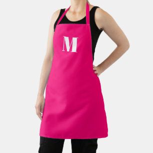 Aanpassen monogram initiaal hete roze fuchsia whit schort