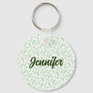 AANPASSEN   Mooi eenvoudig groen blad patroon Sleutelhanger