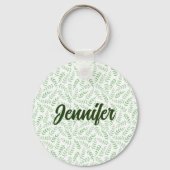 AANPASSEN | Mooi eenvoudig groen blad patroon Sleutelhanger (Achterkant)