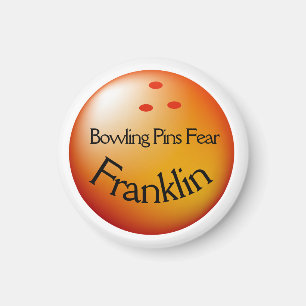 Aanpassen naam Bowling Ball Pins Angst me Bowler Magneet