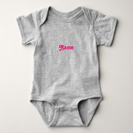 Aanpassen naam, tekst heet roze fuchsia grijs romper (Voorkant)