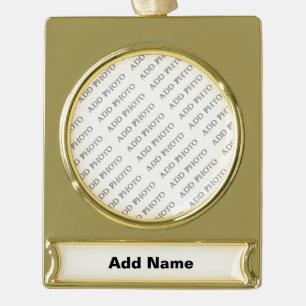 Aanpassen Naam toevoegen Foto of Illustratie Verguld Banner Ornament