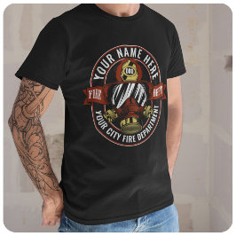 Aanpassen NAME Brandweer Helm Masker Brandweer Red T-shirt