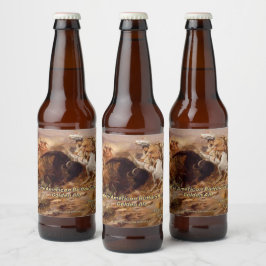Aanpassen Native American Buffalo Hunt Gedetaillee Bier Etiket