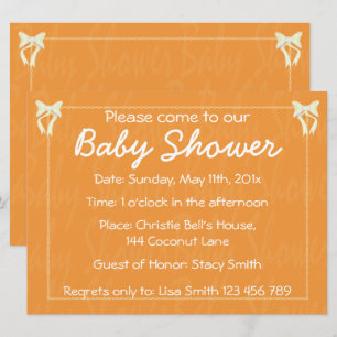 Aanpassen Oranje Baby shower-uitnodiging Kaart