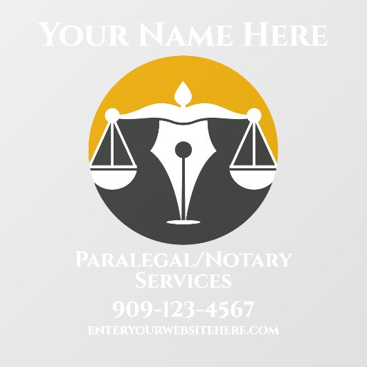 Aanpassen Paralegal Notary Services Business Front Raamsticker (Vel)