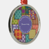Aanpassen Patchwork Pattern Flowers Polka Dot Metalen Ornament (Rechts)