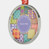 Aanpassen Patchwork Pattern Flowers Polka Dot Metalen Ornament (Links)