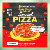 Aanpassen Pizza Football Night Pepperoni Deal Raamsticker (Vel 3)