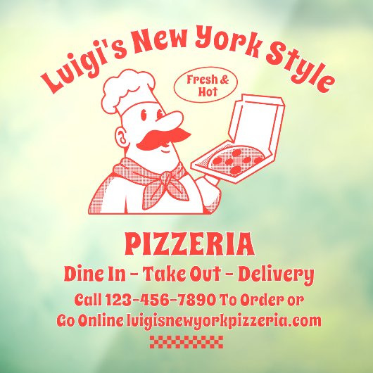 Aanpassen Pizza Restaurant Front Raamsticker (Vel 3)
