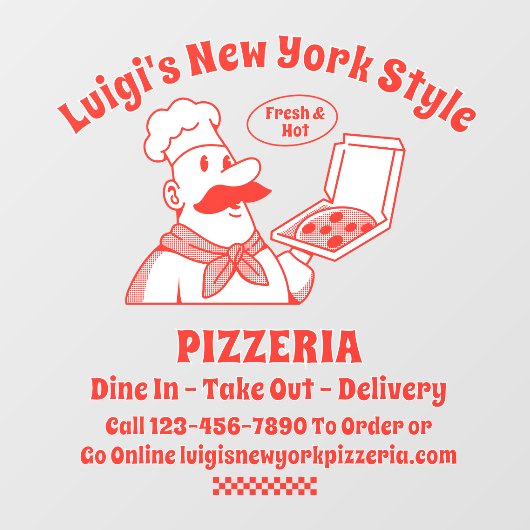 Aanpassen Pizza Restaurant Front Raamsticker (Vel)