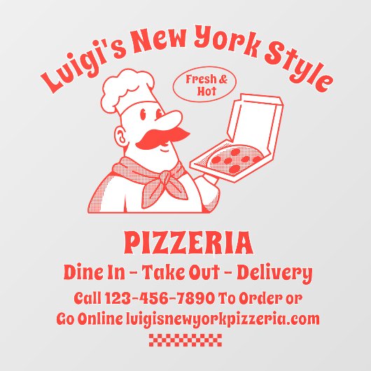 Aanpassen Pizza Restaurant Front Raamsticker (Vel)