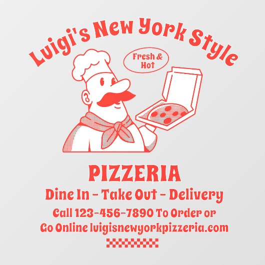 Aanpassen Pizza Restaurant Front Raamsticker (Vel)