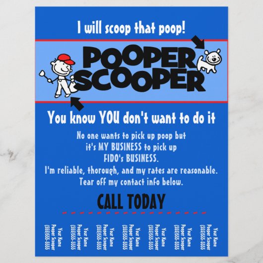 AANPASSEN Pooper Scooper zakelijke traanblad flyer (Voorkant)