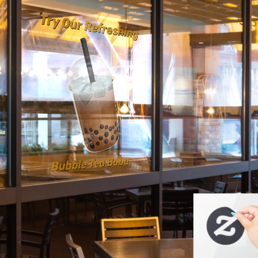 Aanpassen Probeer onze verfrissende Bubble Tea Bob Raamsticker (Restaurant Raam)